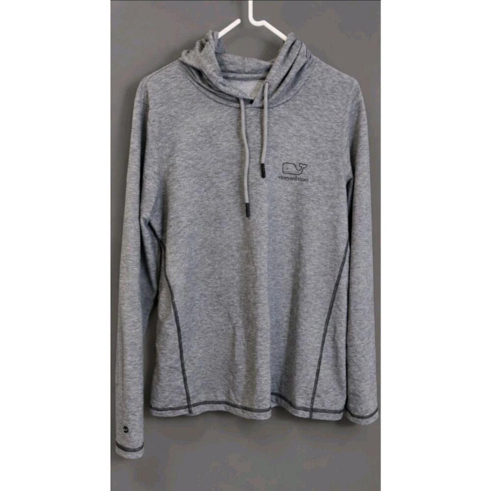 Vineyard Vines Men's L Gray Pullover Hoodie Long Sleeve Drawstring Zipper Pocket